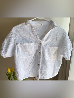 Love Notes White Gauze Button Front Shirt